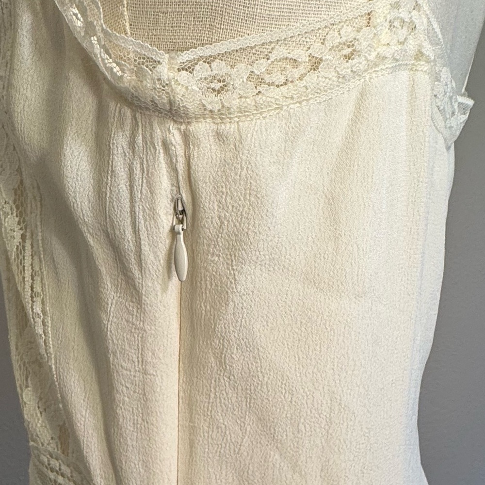 Nanette Lepore Embroidered Cream Boho Midi Dress Floral And Lace Accents Size 6 - Picture 10 of 16